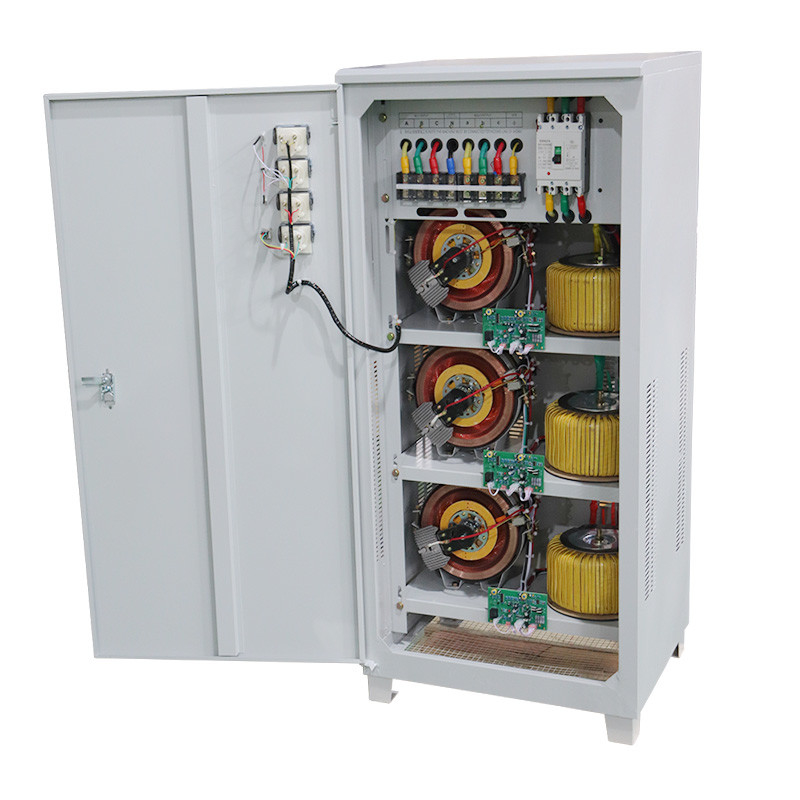 80KVA เครื่องปรับความตึงเครียดอุตสาหกรรม 3 ขั้นตอน เครื่องปรับความตึงเครียดอัตโนมัติ 380VAC 400VAC พร้อมมอเตอร์เซอร์โว